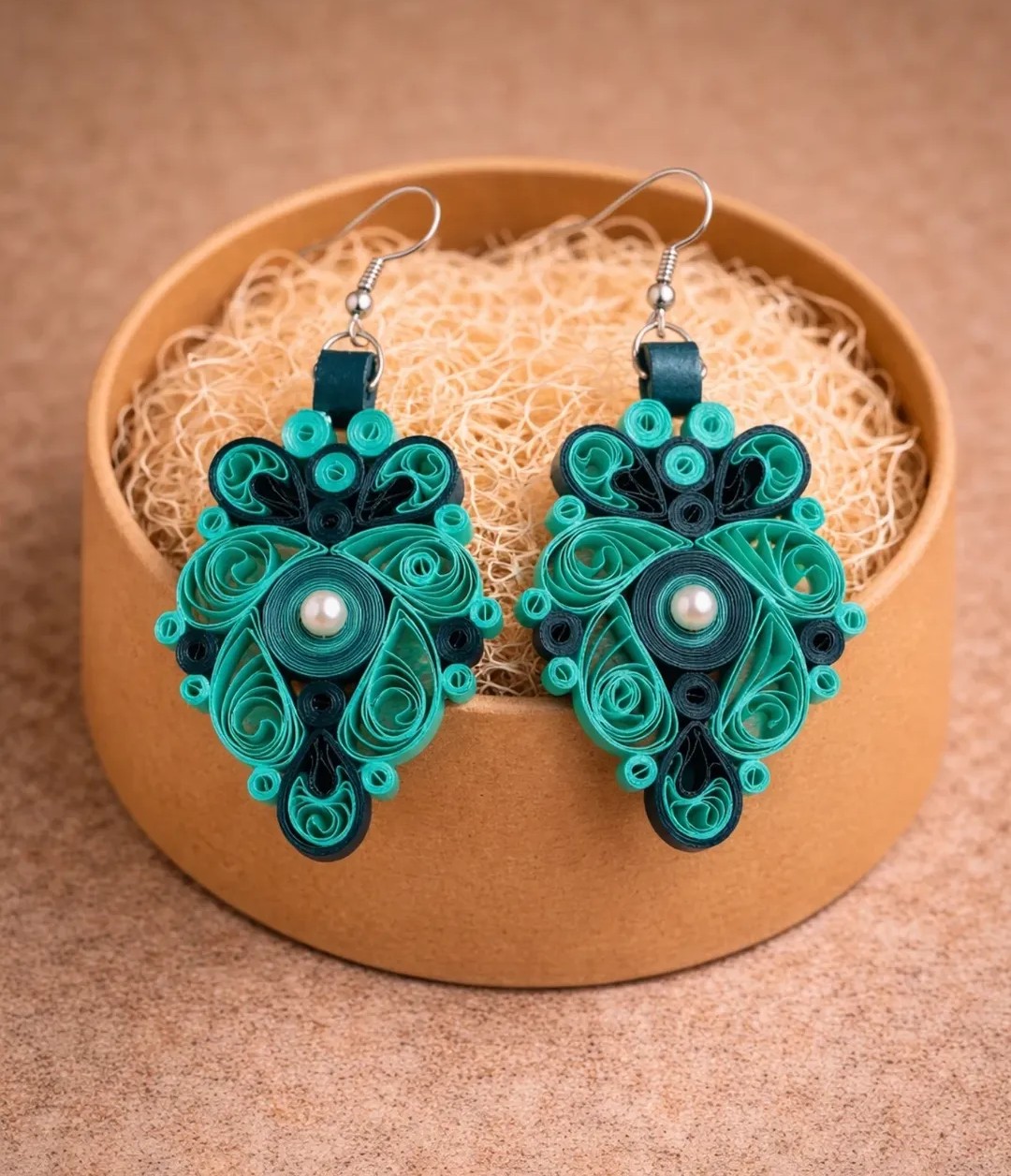 Artistic Emerald Handmade Earrings