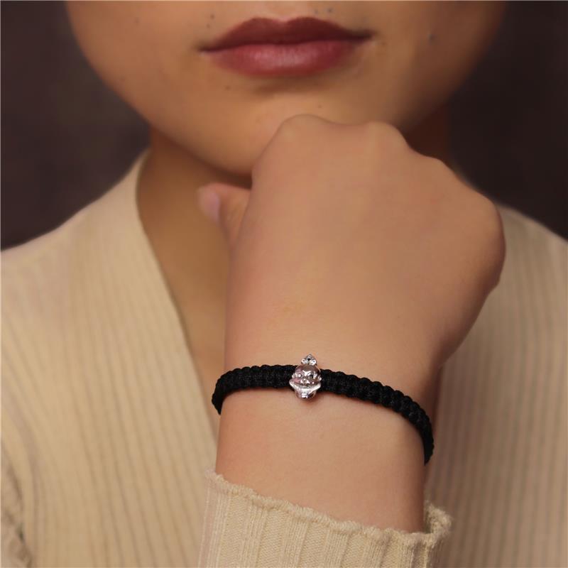 One Laughing Skull Silver Macrame Bracelet — view 5