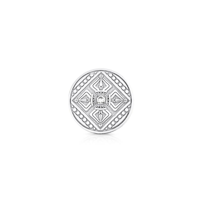 Small single bead, double dorje macrame bracelet, silver, CZ — view 4