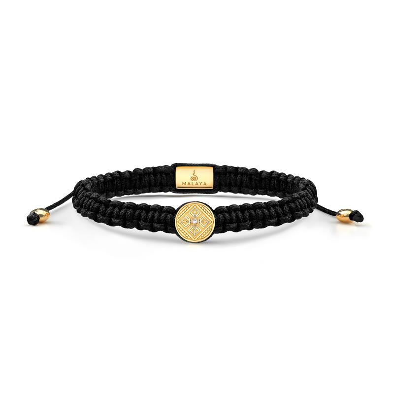 Small Double Dorje Single Bead Macrame Bracelet, Silver Gold Plated
