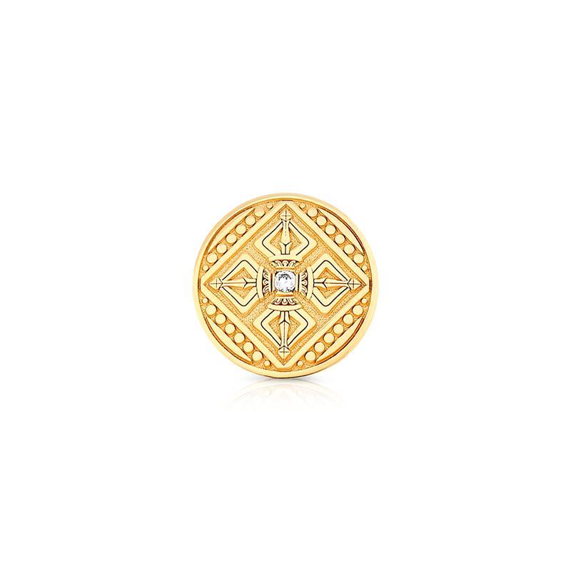 Small Double Dorje Single Bead Macrame Bracelet, Silver Gold Plated — view 3