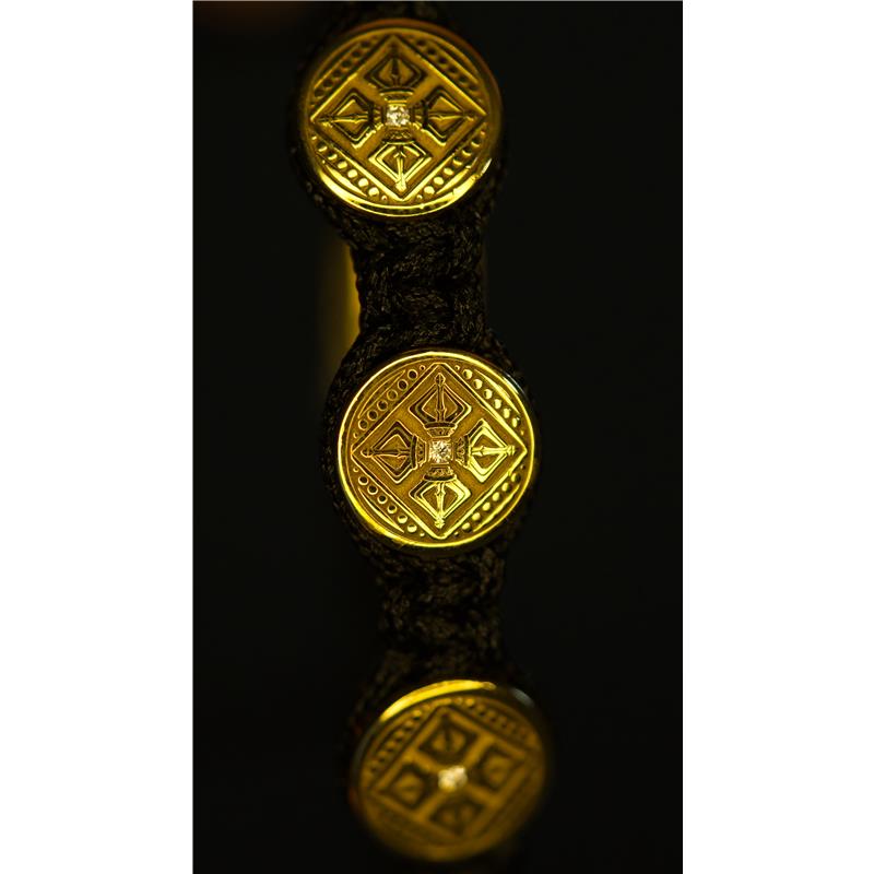 Small five bead, double dorje macrame bracelet, silver gold plated — view 8