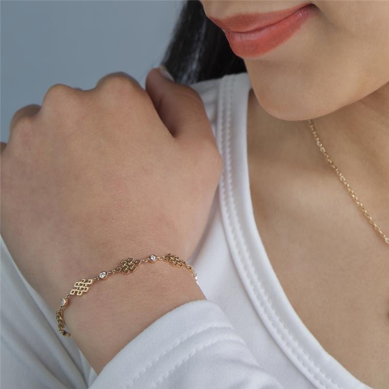 Endless Knot New Bracelet, YG18 .20cts diamonds, 5.12g — view 4