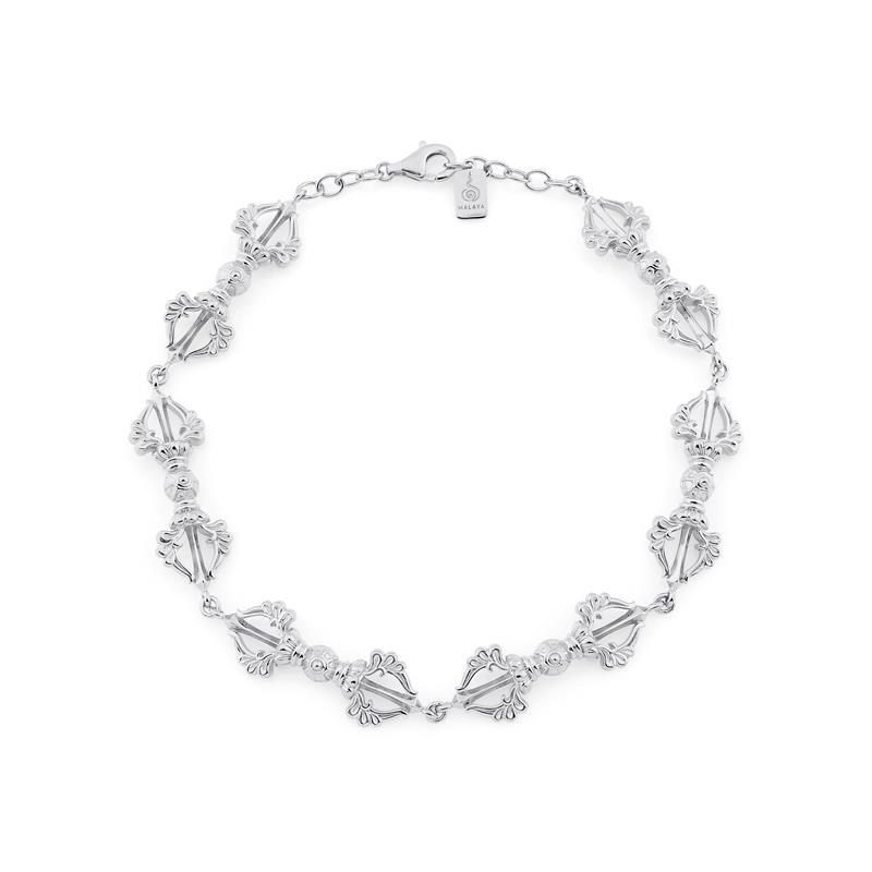 Continuous Vajras Chain Bracelet, Silver, 19cm (Female Size)