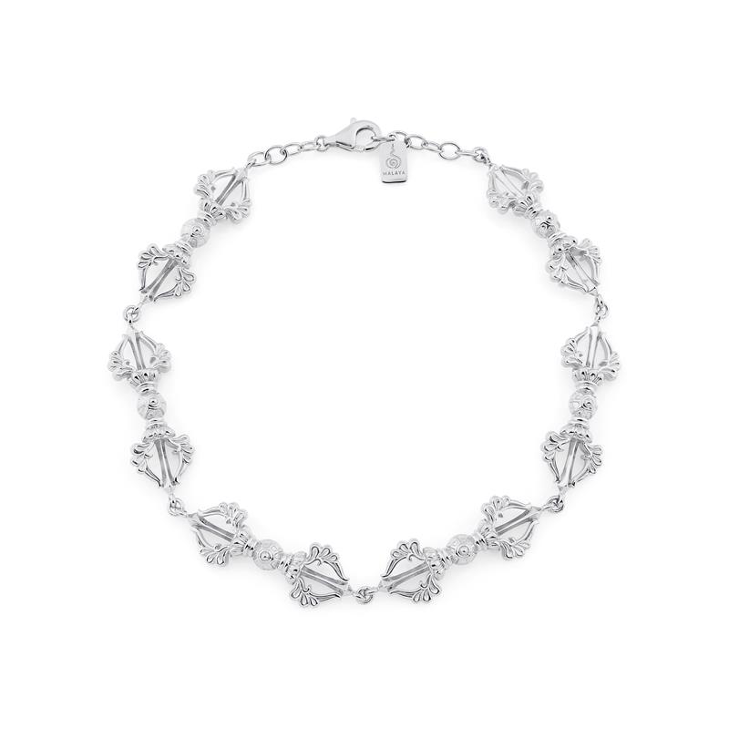 Continuous Vajras Chain Bracelet, Silver, 23cm (male size)