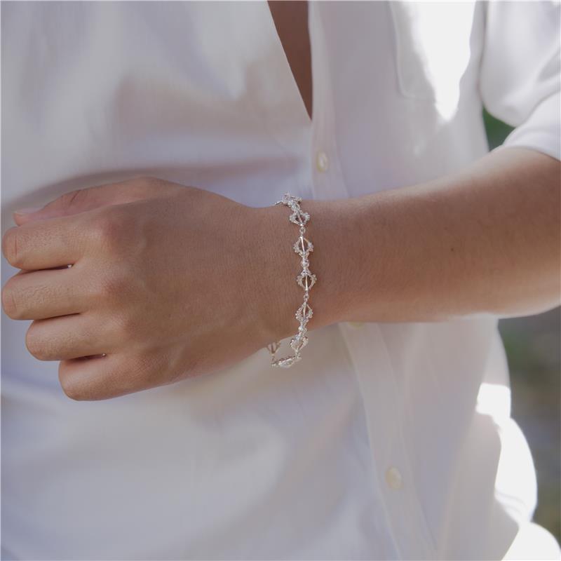 Continuous Vajras Chain Bracelet, Silver, 23cm (male size) — view 3