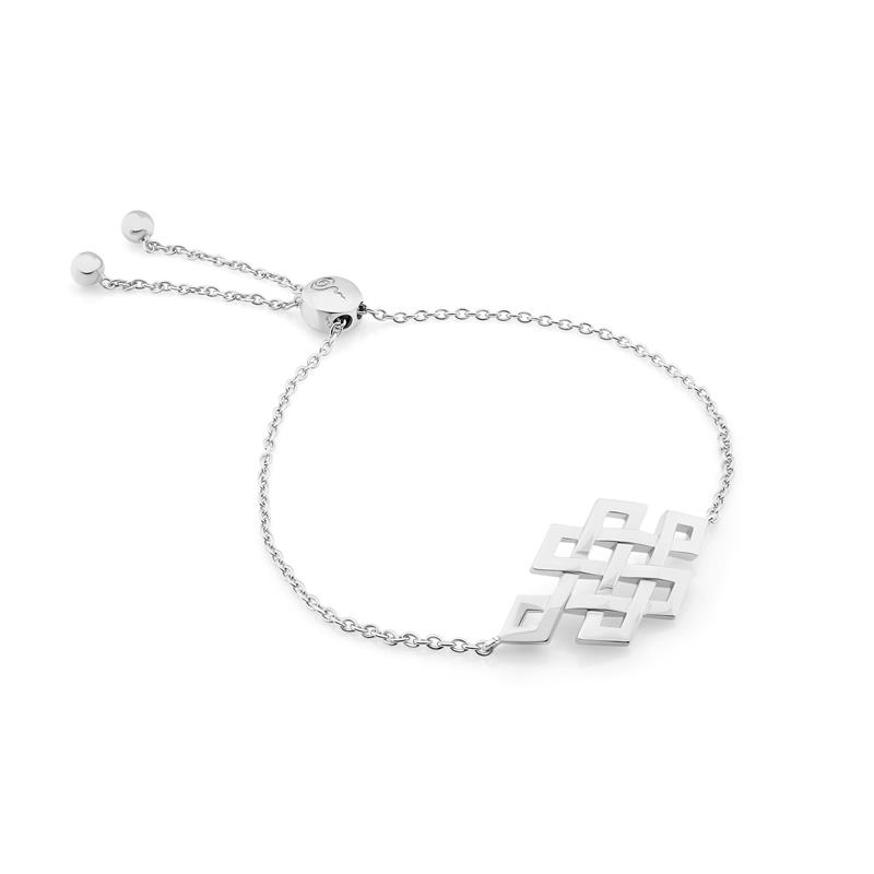 Endless Knot Chain Adjustable Bracelet, Silver 4.71g