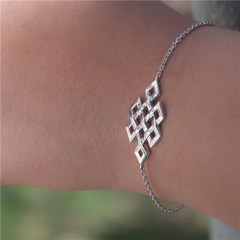 Endless Knot Chain Adjustable Bracelet, Silver 4.71g