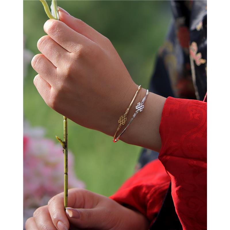 Infinity in middle stainless bangle Silver