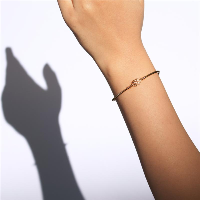 Infinity in middle stainless bangle , Yellow Gold Plated