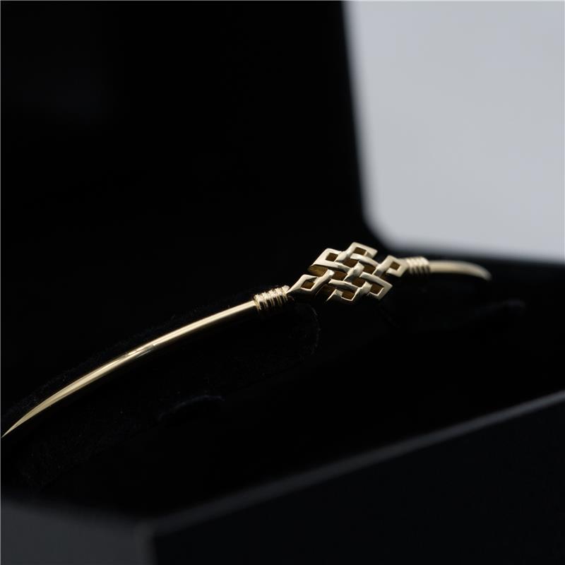 Infinity in middle stainless bangle , Yellow Gold Plated — view 8