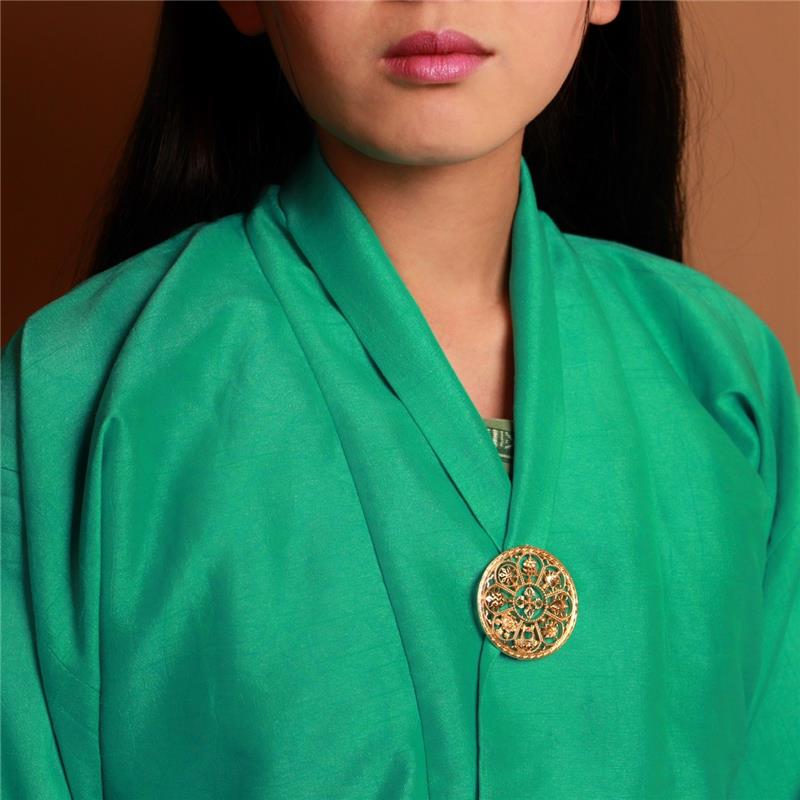 Eight Auspicious Symbols Brooch, Round, Silver Gold Plated 21.3g — view 4