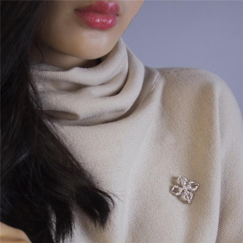 Double Vajra Brooch, Silver, CZ, 5.25g