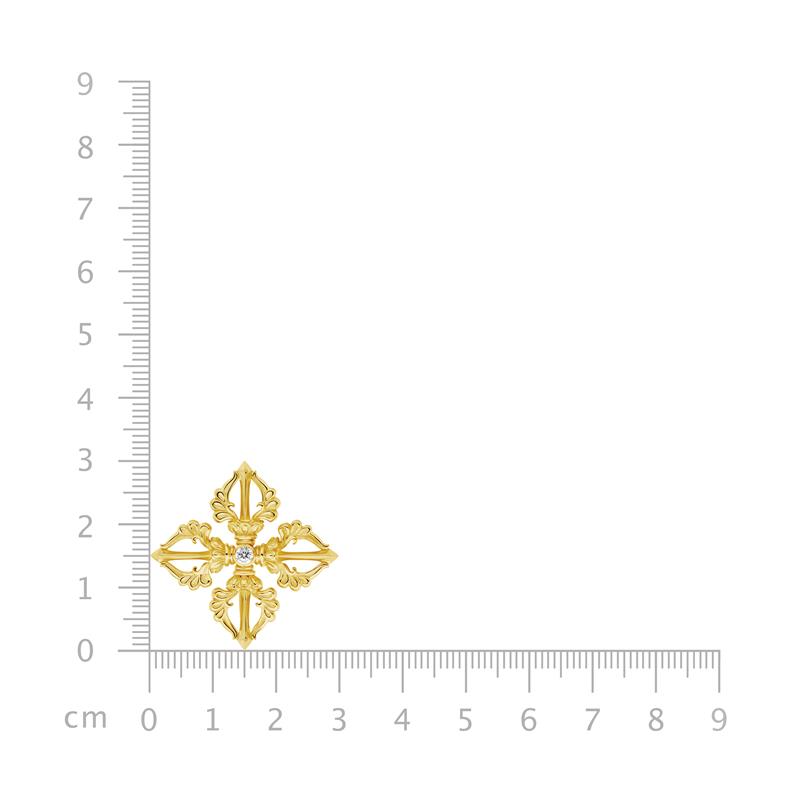 Double Vajra Brooch, YGP, CZ, 5.15g — view 3