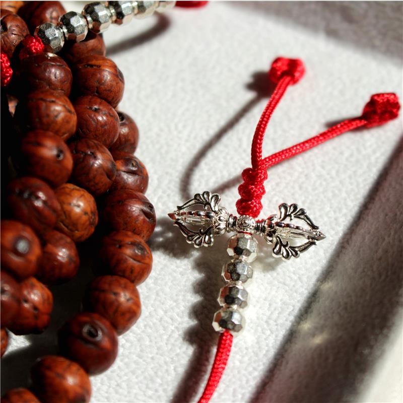 Vajra and Bell Mala Counters, Large, Silver, Rhodium — view 3