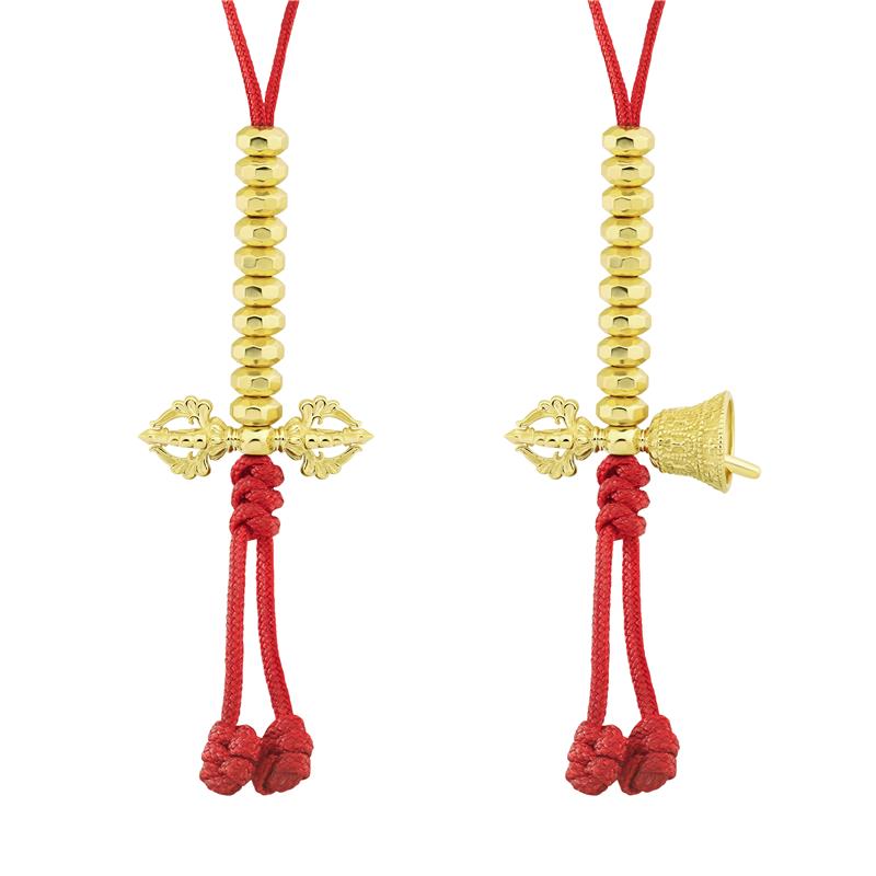 Vajra and Bell Mala Counters, Yellow 14k Gold, 8.87g