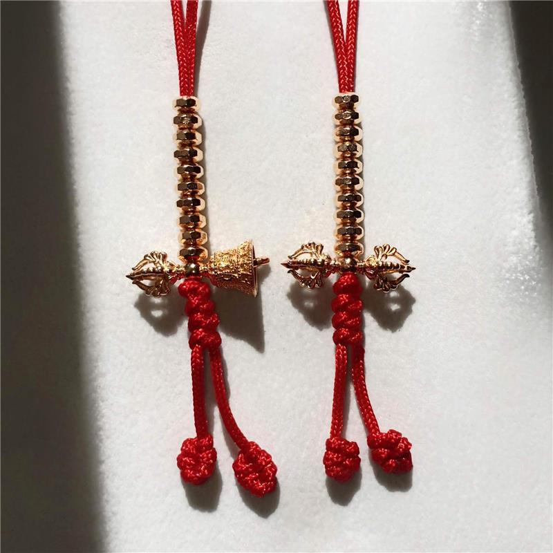 Vajra and Bell Mala Counters, Yellow 14k Gold, 8.87g — view 5