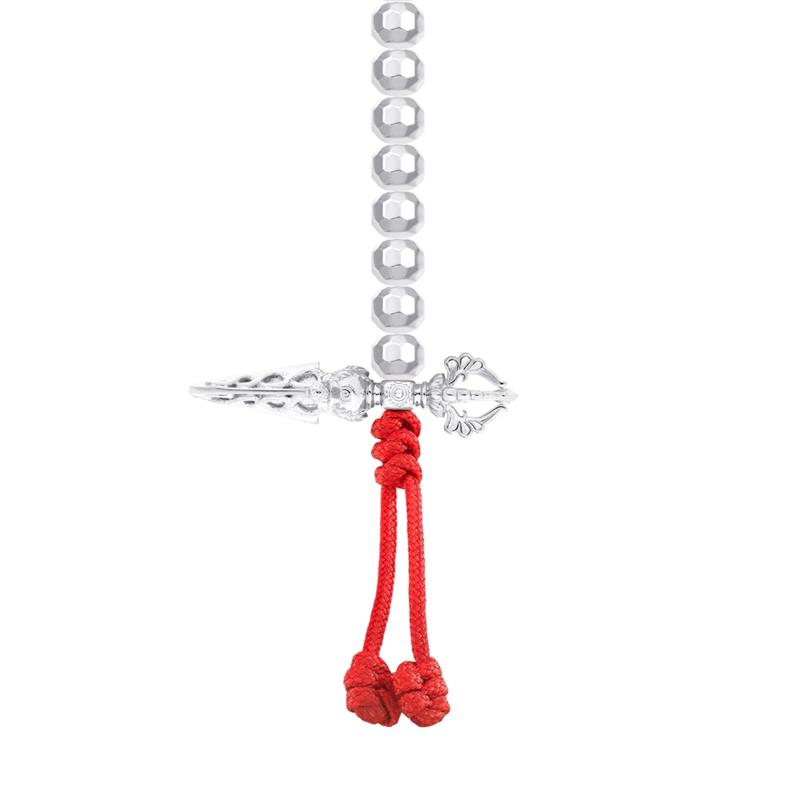 Phurba mala counter, Large Silver, Rhodium, 3.81g