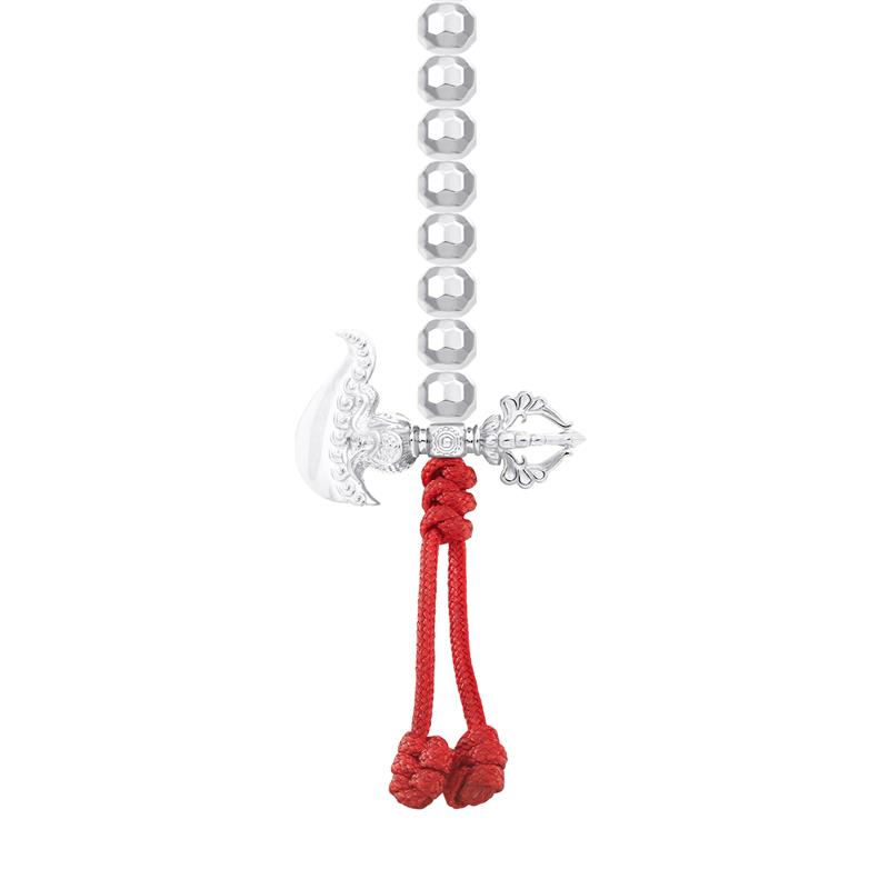 Drigug mala tally counter, Large Silver, Rhodium, 8.44g