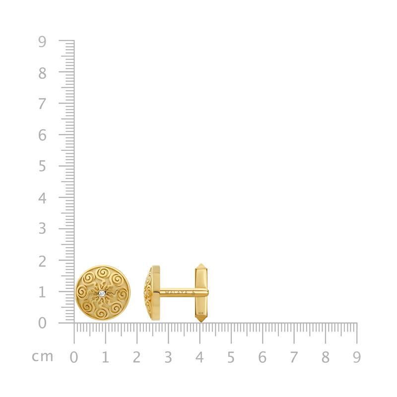 Malaya Emblem Cufflinks, Yellow Gold Plated, CZ Diamonds