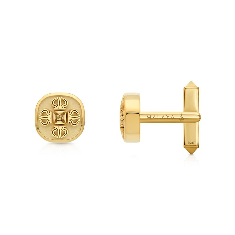Double Dorje Cufflink, Yellow Gold Plated 10.51g
