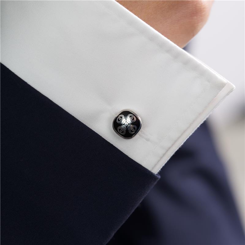 Double Dorje Cufflink, Enamel, Silver 10.67g — view 3