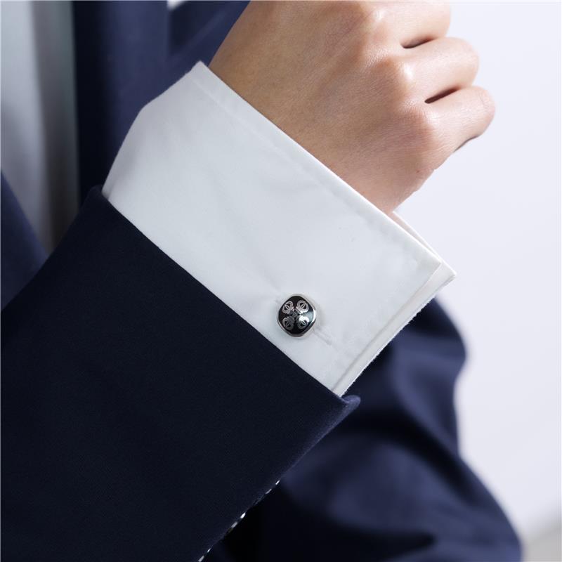 Double Dorje Cufflink, Enamel, Silver 10.67g — view 4