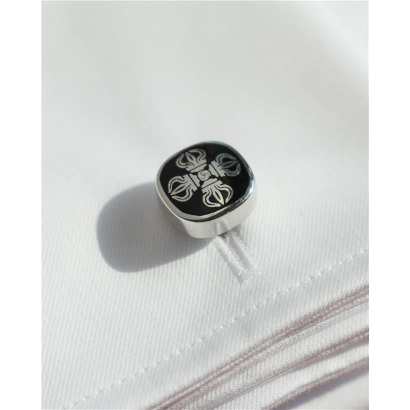 Double Dorje Cufflink, Enamel, Silver 10.67g — view 6