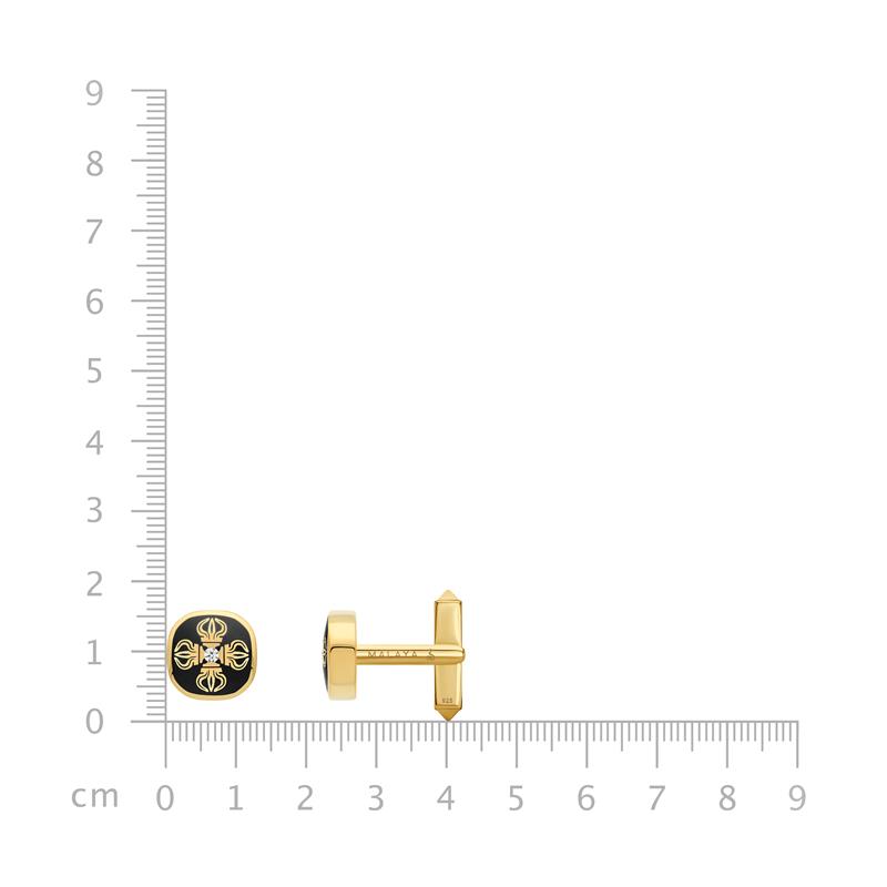 Double Dorje Cufflink, Enamel, YGP, CZ 10.59g