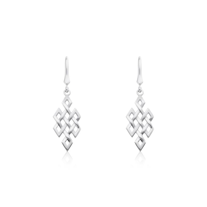 Infinity Knot Hanging Earrings, Silver