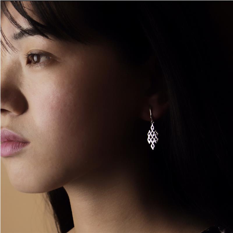 Infinity Knot Hanging Earrings, Silver