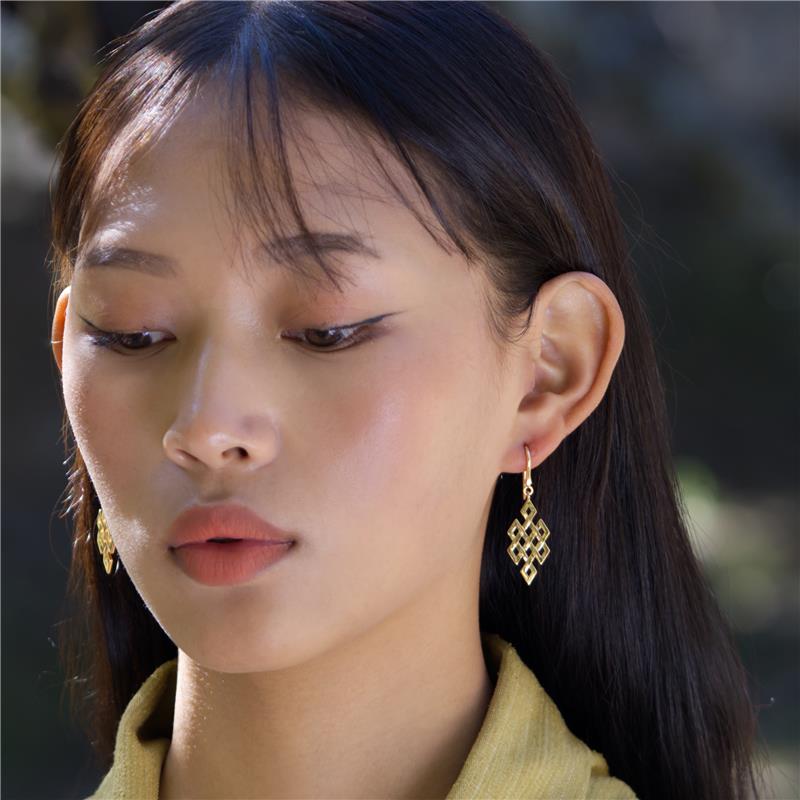 Endless Knot Earrings Large, YGP 6.23g
