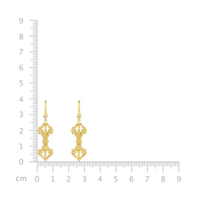 Vajra Earrings , 2 diamonds .026cts 18 Yellow Gold 6.84g