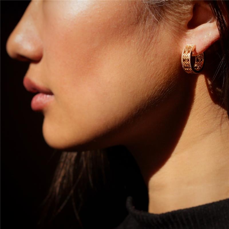 Endless Band Earrings, Solid Gold 14k, 19mm 6.74g
