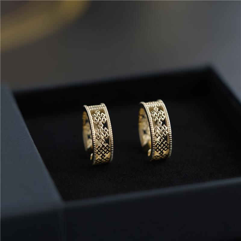 Endless Band Earrings, Solid Gold 14k, 19mm 6.74g — view 5