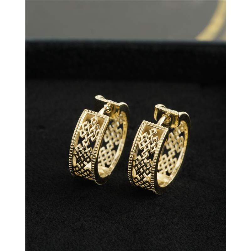 Endless Band Earrings, Solid Gold 14k, 19mm 6.74g — view 7