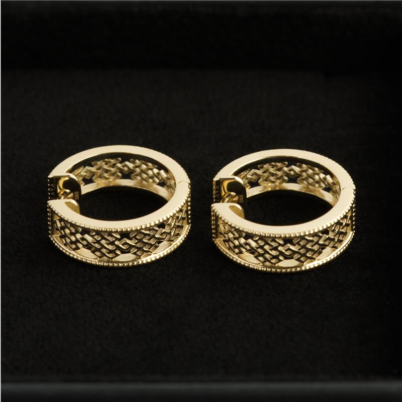 Endless Band Earrings, Solid Gold 14k, 19mm 6.74g — view 8