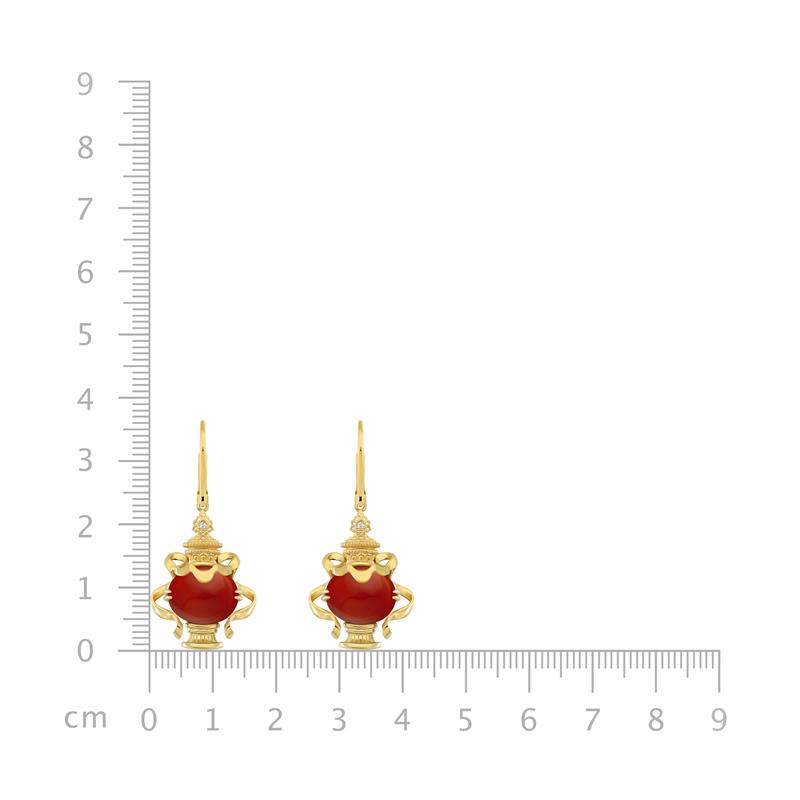 Bumpa Earrings, Coral, 14K Gold, clasp lock, 7.15g, Diamonds .038cts, 8.28g — view 3