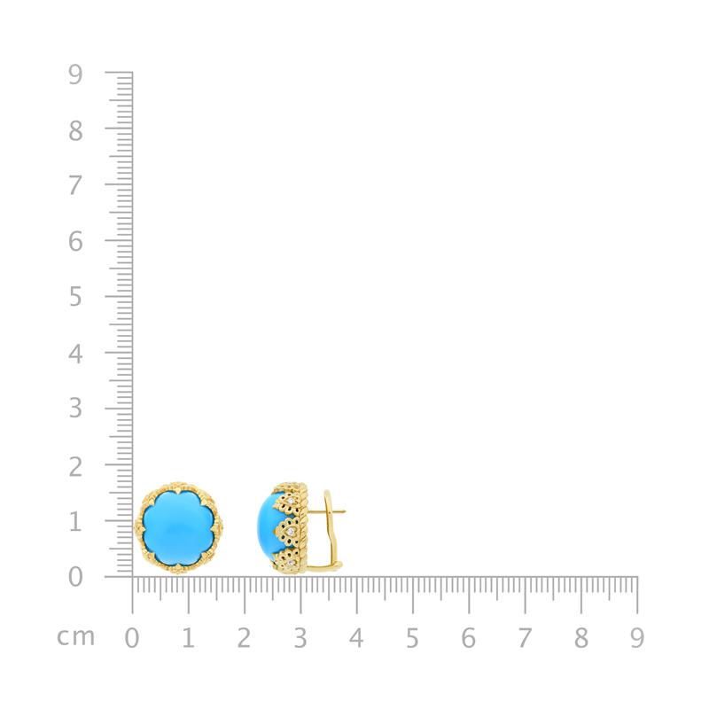 Turquoise 14K Gold Earrings, Gold 9.1 Diamonds .21cts Total Weight 13.72g — view 5