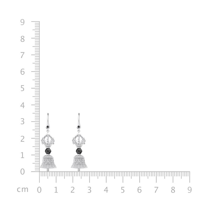 5 Pronged Bell Earrings Silver CZ, Black Diamonds 0.525 CTS — view 4
