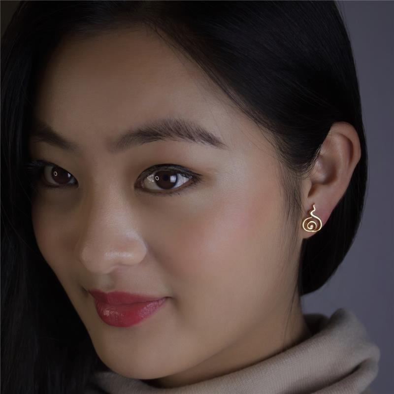Malaya Logo Earrings, Yellow Gold Plated, CZ Diamonds Yellow 14k Gold, diamond 2.36g .025 CTS.: