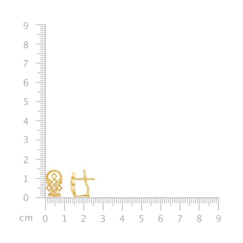 Endless Knot Stud Earrings, Yellow Gold Plated, omega clip — view 3