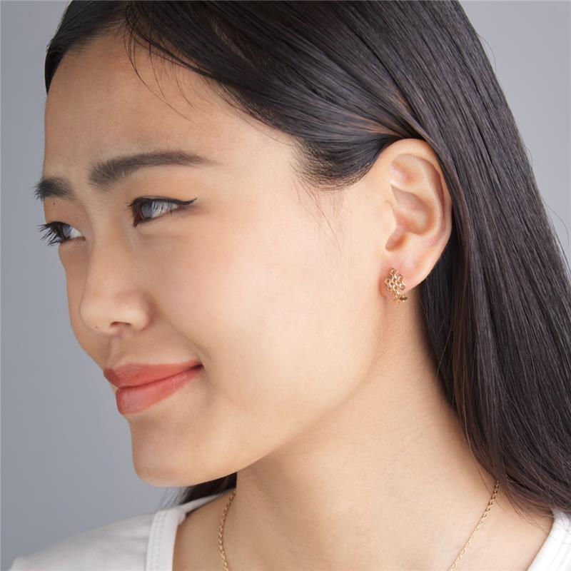 Endless Knot Stud Earrings, Yellow Gold Plated, omega clip — view 5