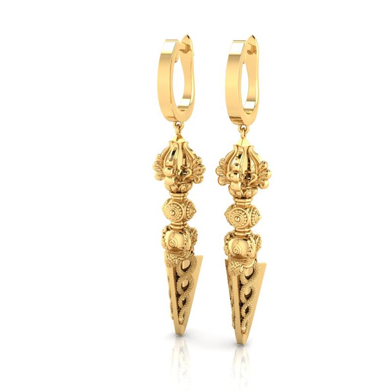 Phurba Earrings Larger, GOLD 18K, 14.05g 47mm — view 3