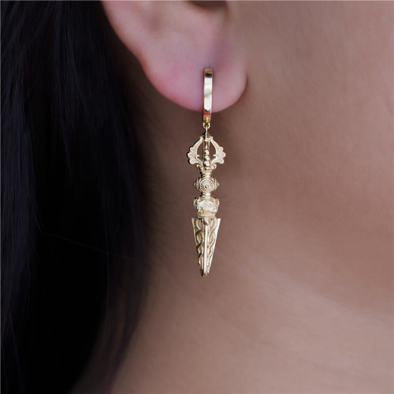 Phurba Earrings Larger, GOLD 18K, 14.05g 47mm