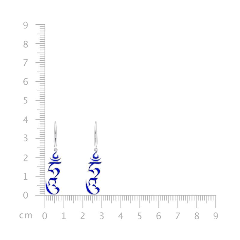 Hung Syllable Earrings, Silver, Blue Enamel — view 4
