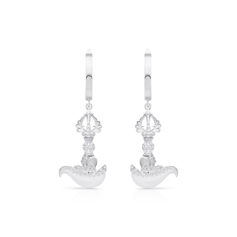 Drigug, Curved Knife Earrings, Silver
