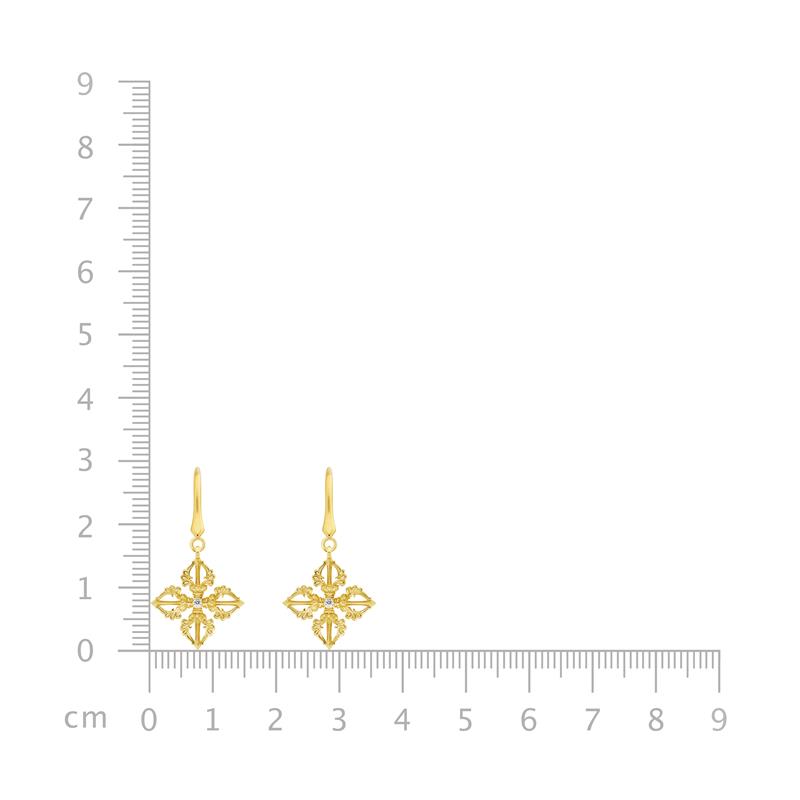 Double Dorje Earrings, Yellow Gold Plated CZ, 3.03g — view 3