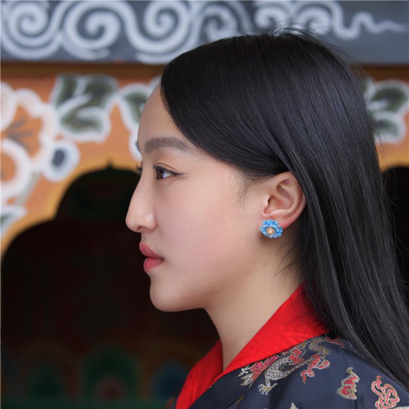 Blue Poppy Earrings — view 3