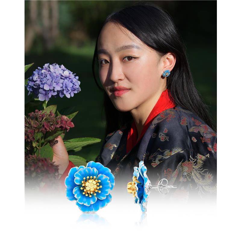 Blue Poppy Earrings — view 4